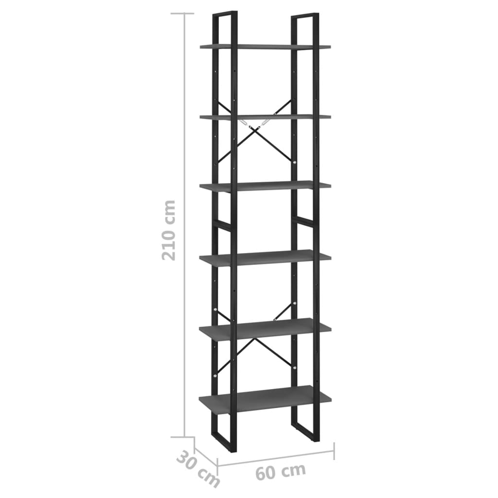 Scaffale Portaoggetti Grigio 60x30x210 cm in Legno Multistrato - homemem39