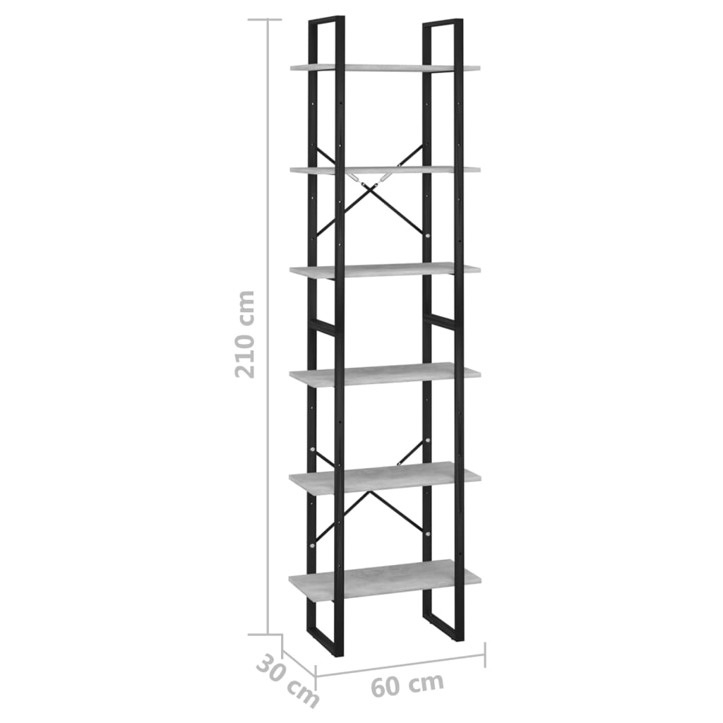 Scaffale Grigio Cemento 60x30x210 cm in Legno Multistrato - homemem39