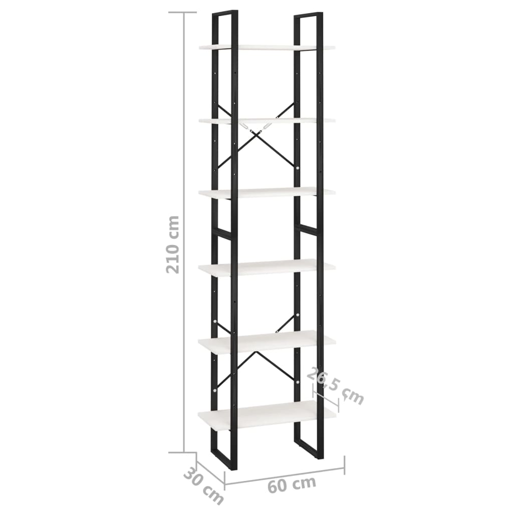 Scaffale Bianco 60x30x210 cm in Legno Massello di Pino - homemem39