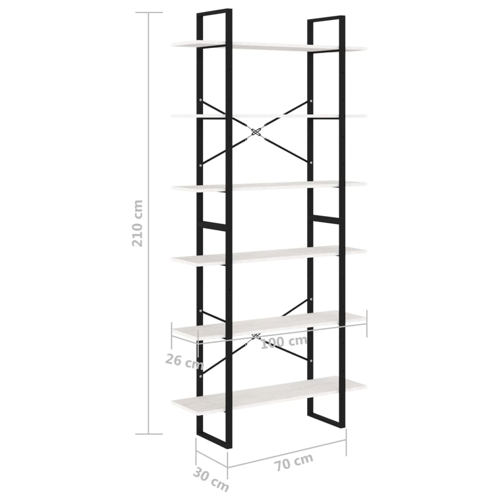 Scaffale Alto Bianco 100x30x210 cm in Legno Massello di Pino - homemem39