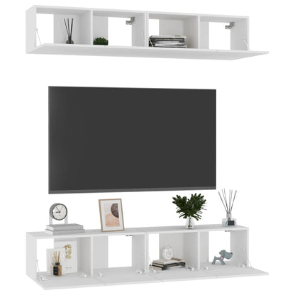 Mobili TV 4 pz Bianchi 80x30x30 cm in Legno Multistrato - homemem39