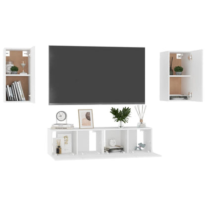 Set Mobili Porta TV 4 pz Bianco in Legno Multistrato - homemem39