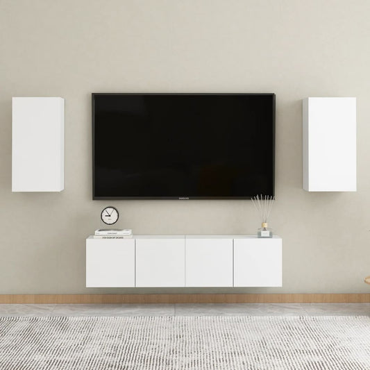 Set Mobili Porta TV 4 pz Bianco in Legno Multistrato - homemem39