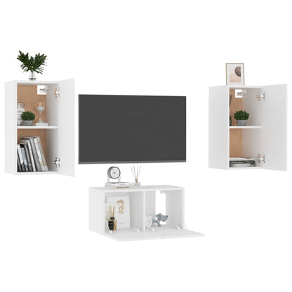 Set Mobile TV 3 pz Bianco in Truciolato - homemem39