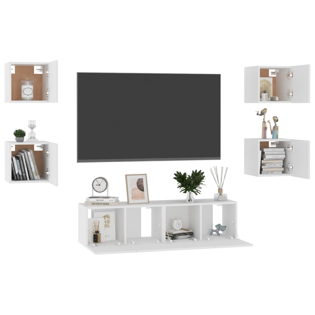 Set Mobile TV 6 pz Bianco in Truciolato - homemem39