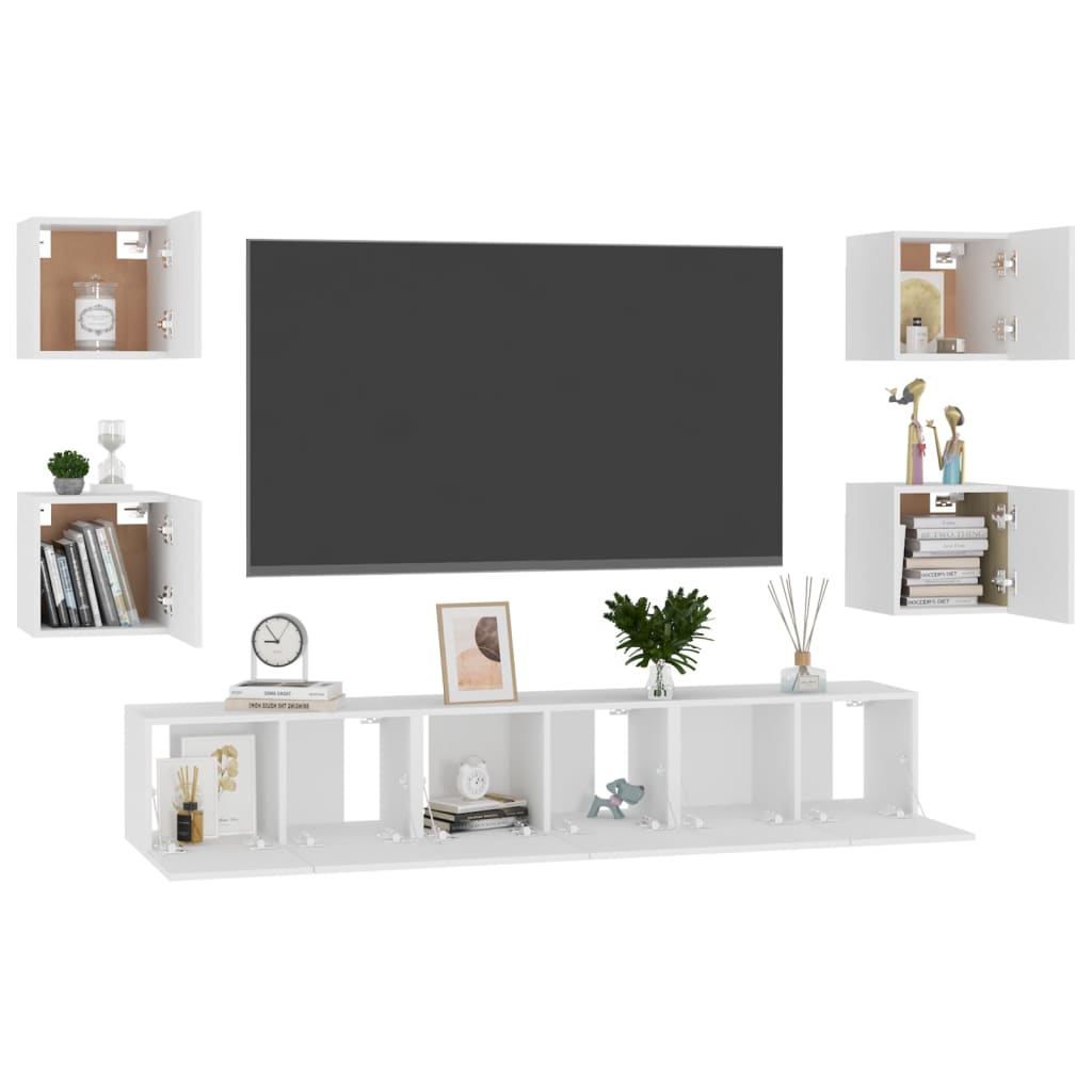 Set Mobile TV 7 pz Bianco in Truciolato - homemem39