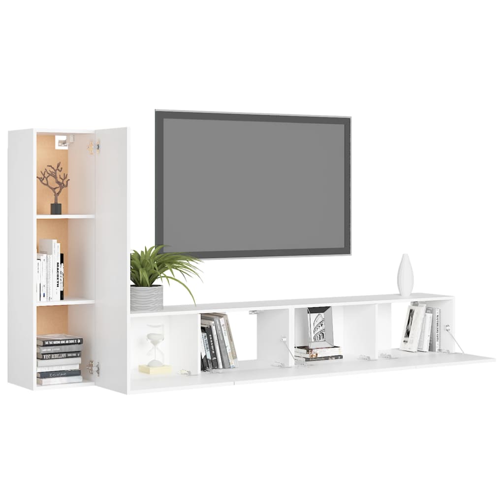 Set Mobile TV 3 pz Bianco in Truciolato - homemem39