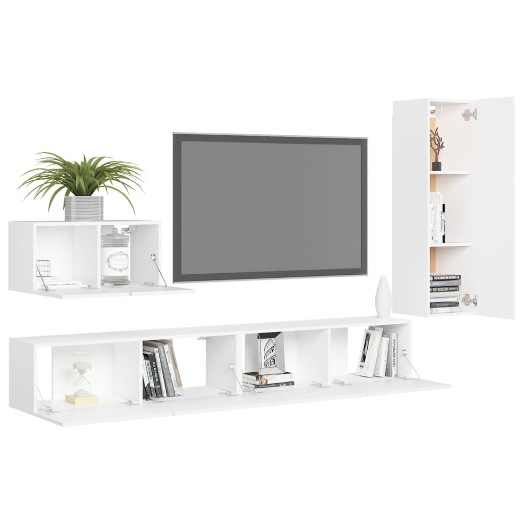 Set Mobile TV 4 pz Bianco in Truciolato - homemem39