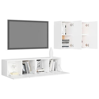 Set Mobile TV 4 pz Bianco in Truciolato - homemem39