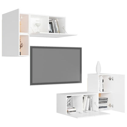 Set Mobili TV 4 pz Bianco in Truciolato - homemem39