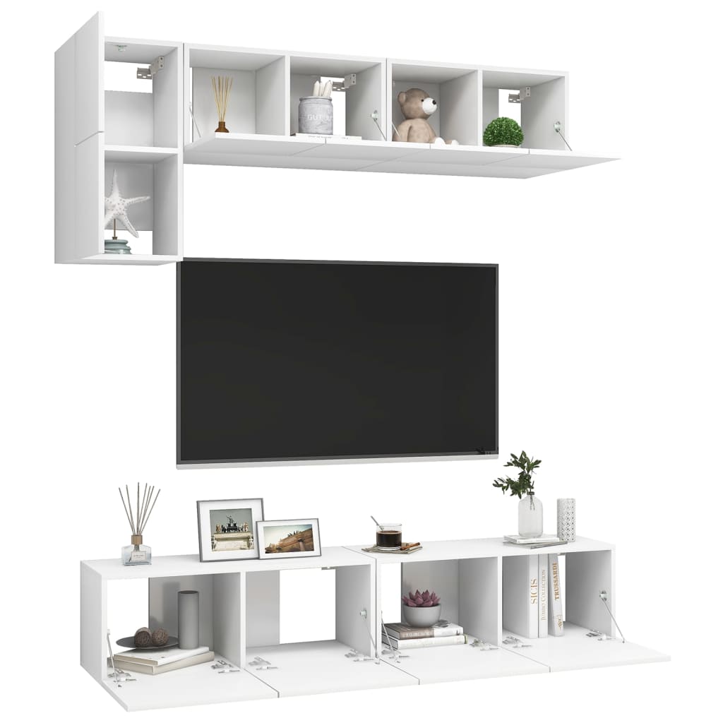 Set Mobile TV 5 pz Bianco in Truciolato - homemem39