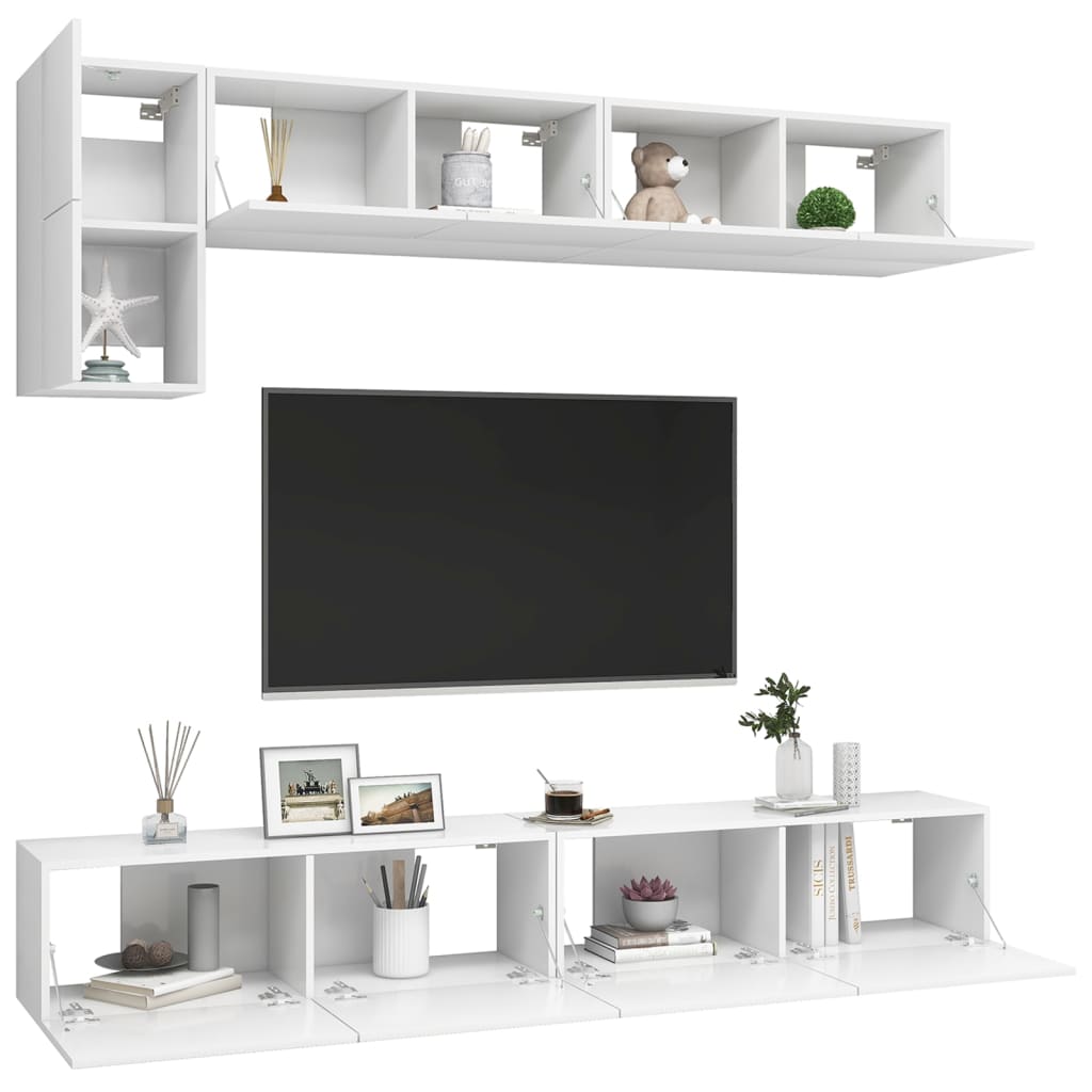 Set Mobile TV 5 pz Bianco in Truciolato - homemem39