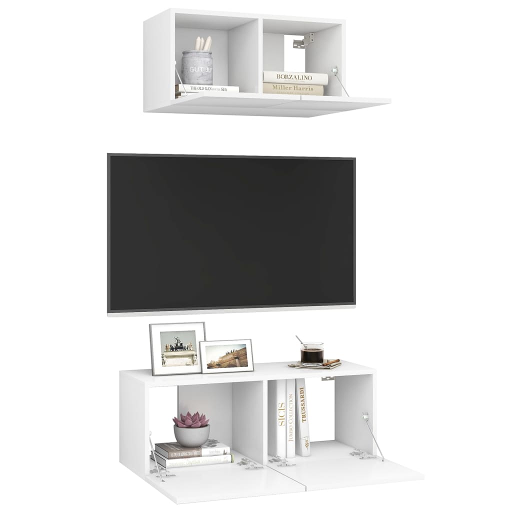 Set Mobile TV 2 pz Bianco in Truciolato - homemem39