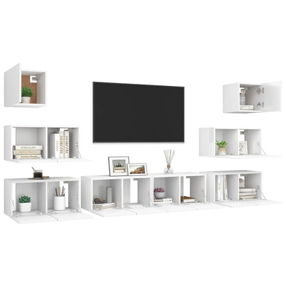 Set Mobile TV 8 pz Bianco in Truciolato - homemem39