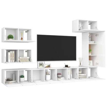 Set Mobile TV 8 pz Bianco in Truciolato - homemem39