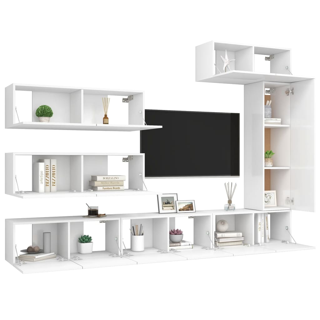 Set Mobile TV 7 pz Bianco in Truciolato - homemem39