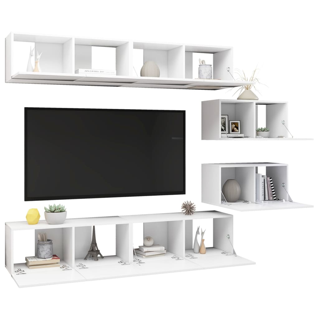 Set Mobile TV 6 pz Bianco in Truciolato - homemem39