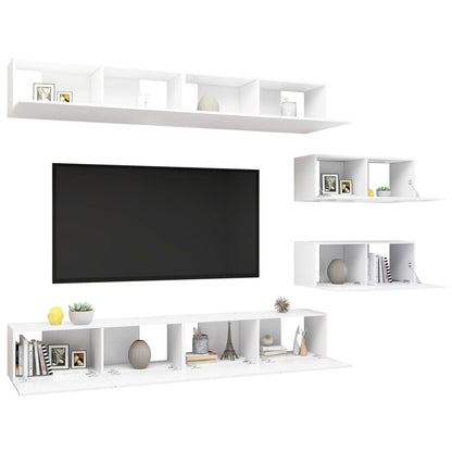 Set Mobile TV 6 pz Bianco in Truciolato - homemem39