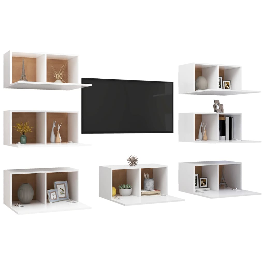 Mobili TV 7 pz Bianchi 30,5x30x60 cm in Truciolato - homemem39