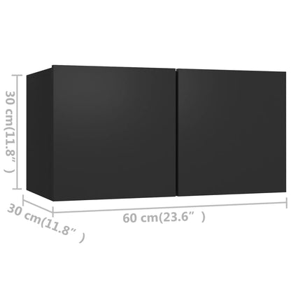 Mobili TV 4 pz Neri 60x30x30 cm in Truciolato - homemem39