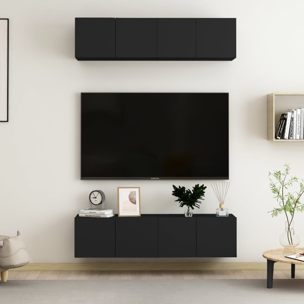 Mobili TV 4 pz Neri 60x30x30 cm in Truciolato - homemem39