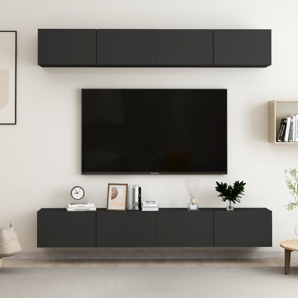 Mobili TV 4 pz Nero 100x30x30 cm in Truciolato - homemem39