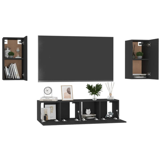 Set Mobile TV 4 pz Nero in Truciolato - homemem39