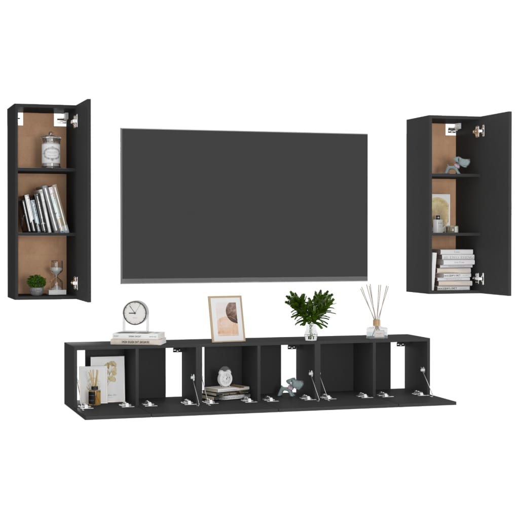 Set Mobile TV 5 pz Nero in Truciolato - homemem39