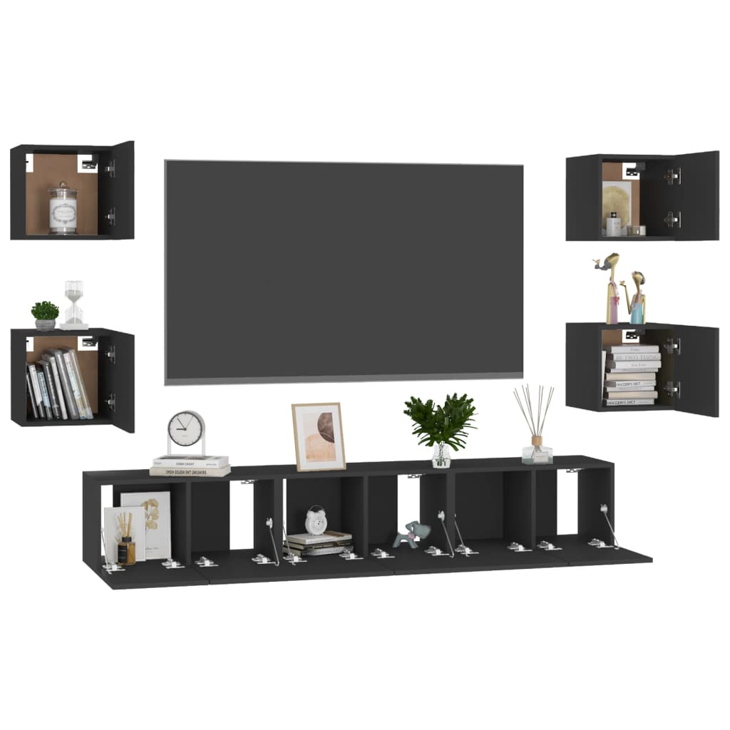 Set Mobile TV 7 pz Nero in Truciolato - homemem39