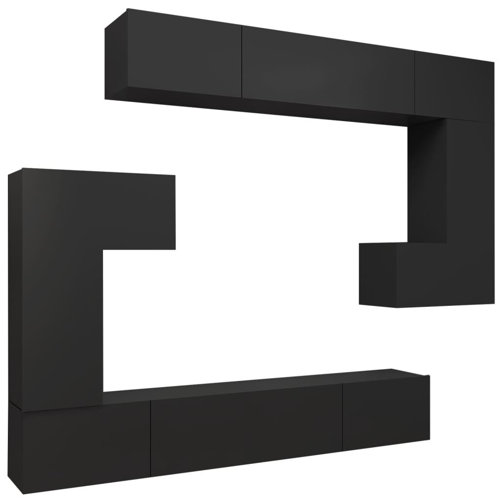 Set Mobili Porta TV 8pz Nero in Legno Multistrato - homemem39