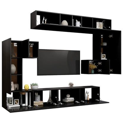 Set Mobili Porta TV 8pz Nero in Legno Multistrato - homemem39