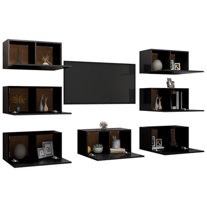 Mobili TV 7 pz Neri 30,5x30x60 cm in Truciolato - homemem39