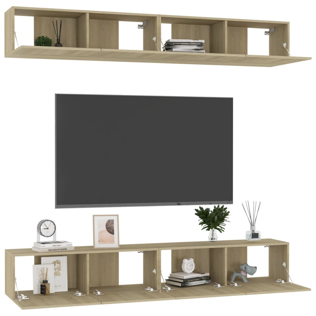 Mobili TV 4 pz Rovere Sonoma 100x30x30 cm in Truciolato - homemem39