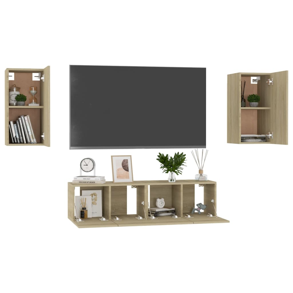 Set Mobili TV 4 pz Rovere Sonoma in Truciolato - homemem39