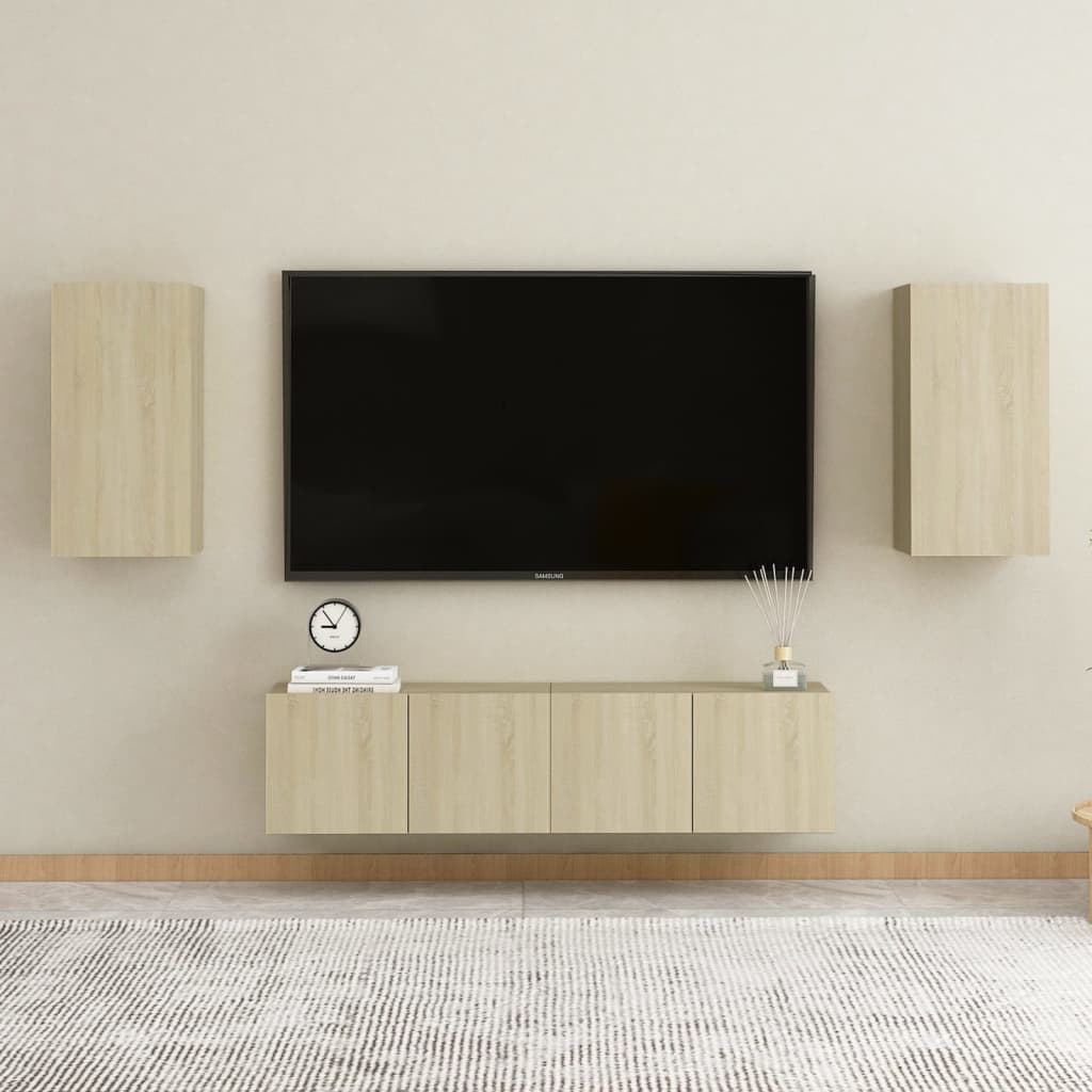 Set Mobili TV 4 pz Rovere Sonoma in Truciolato - homemem39