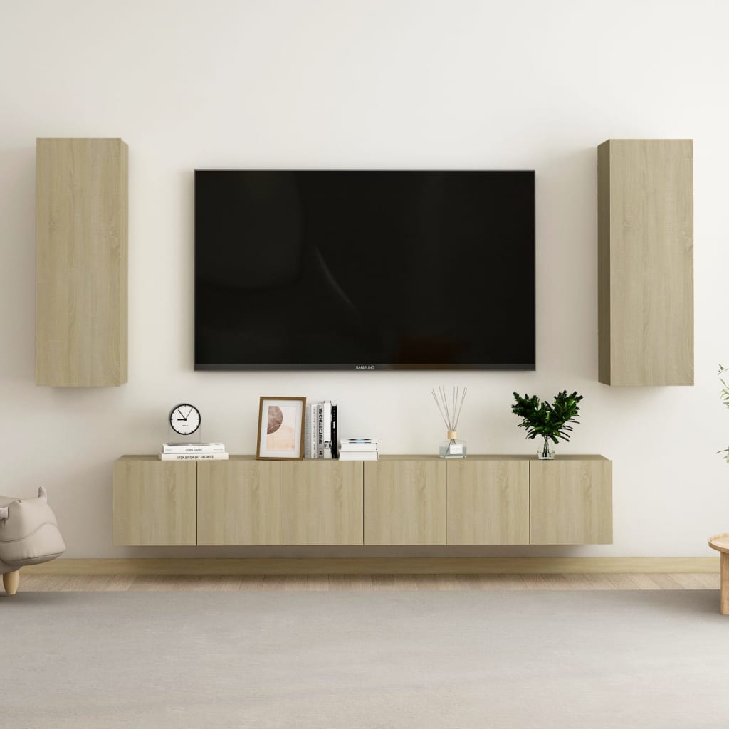 Set Porta TV 5 pz Rovere Sonoma in Truciolato - homemem39