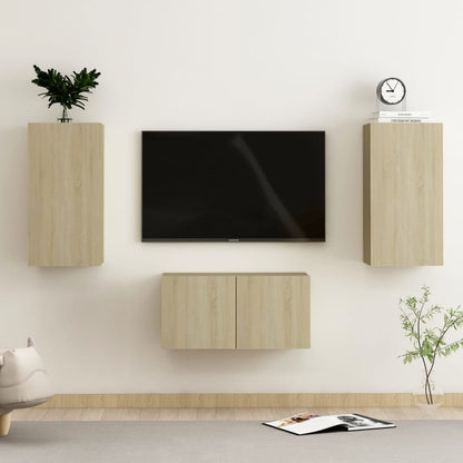 Set Mobili TV 3 pz Rovere Sonoma in Truciolato - homemem39