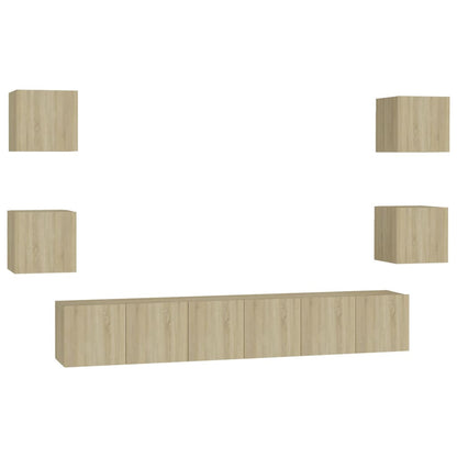 Set Porta TV 7 pz Rovere Sonoma in Truciolato - homemem39