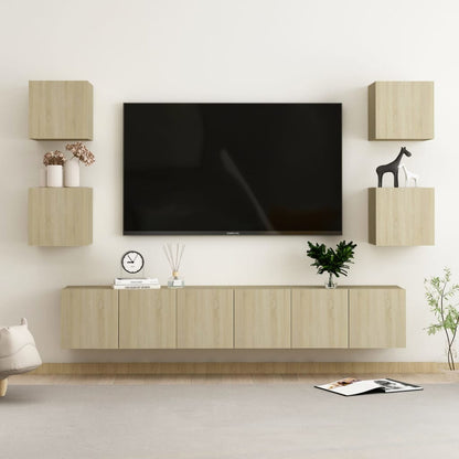 Set Porta TV 7 pz Rovere Sonoma in Truciolato - homemem39