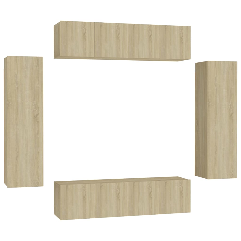 Set Porta TV 6 pz Rovere Sonoma in Truciolato - homemem39