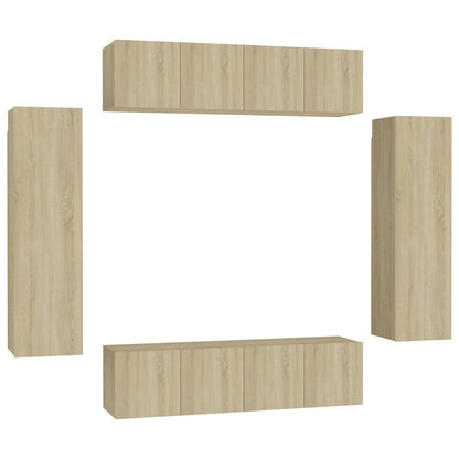 Set Porta TV 6 pz Rovere Sonoma in Truciolato - homemem39