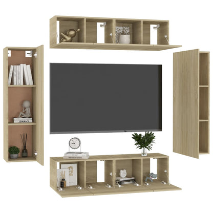 Set Porta TV 6 pz Rovere Sonoma in Truciolato - homemem39