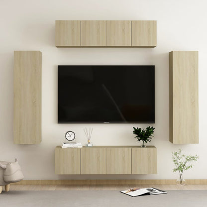 Set Porta TV 6 pz Rovere Sonoma in Truciolato - homemem39