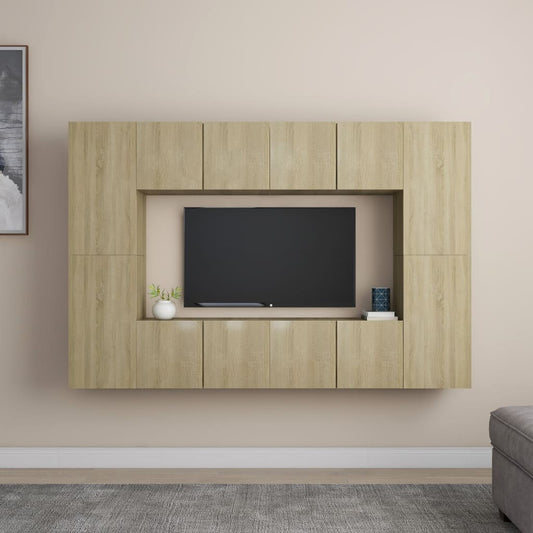 Set Porta TV 8 pz Rovere Sonoma in Truciolato - homemem39