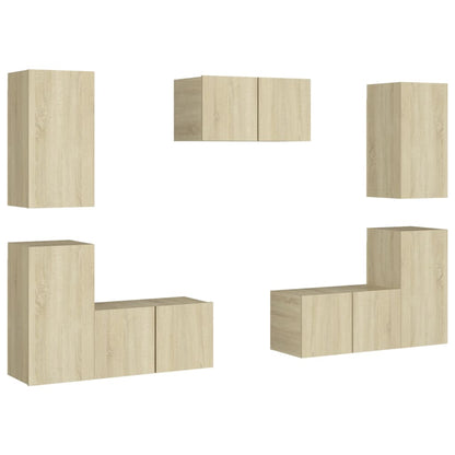 Set Porta TV 7 pz Rovere Sonoma in Truciolato - homemem39