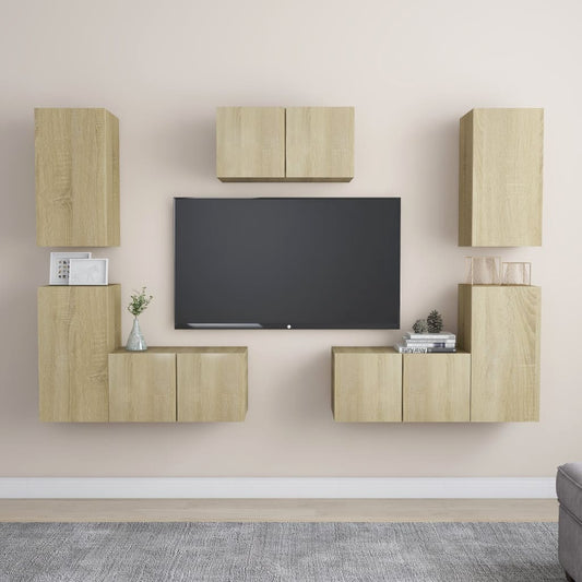 Set Porta TV 7 pz Rovere Sonoma in Truciolato - homemem39