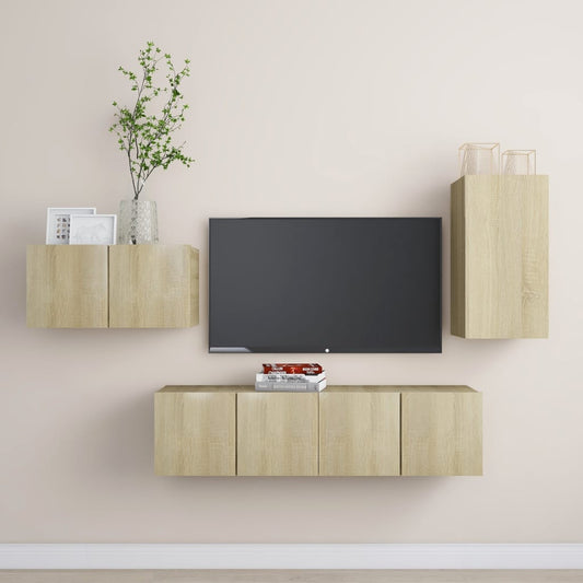 Set Porta TV 4 pz Rovere Sonoma in Truciolato - homemem39