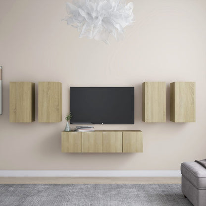 Set Porta TV 6 pz Rovere Sonoma in Truciolato - homemem39