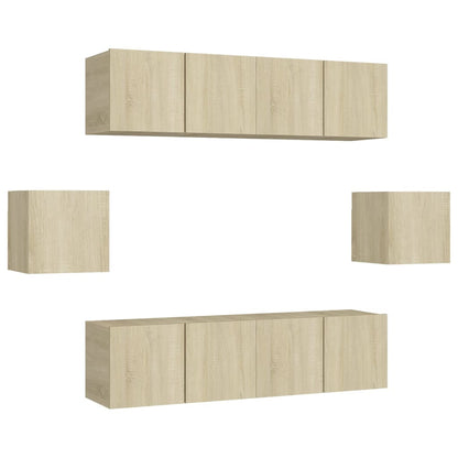 Set Porta TV 6 pz Rovere Sonoma in Truciolato - homemem39