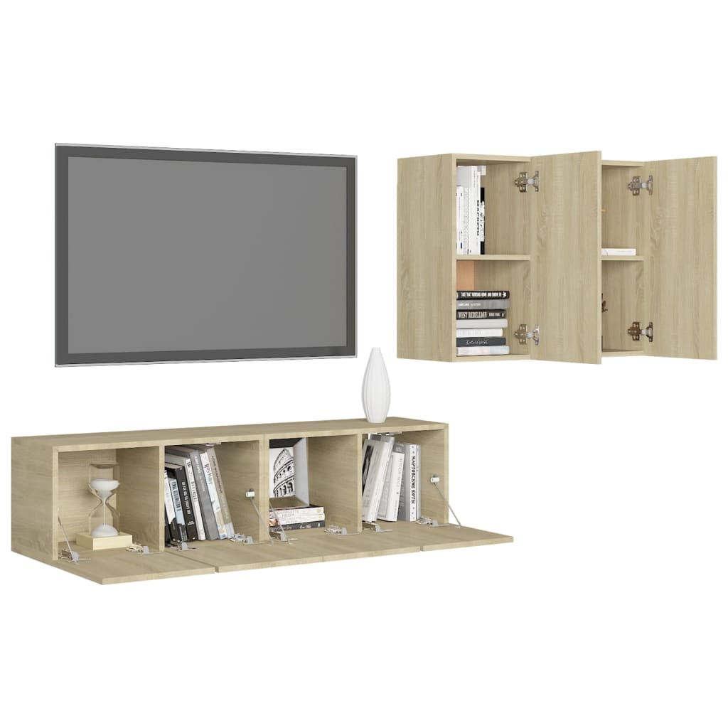 Set Mobili TV 4 pz Rovere Sonoma in Truciolato - homemem39